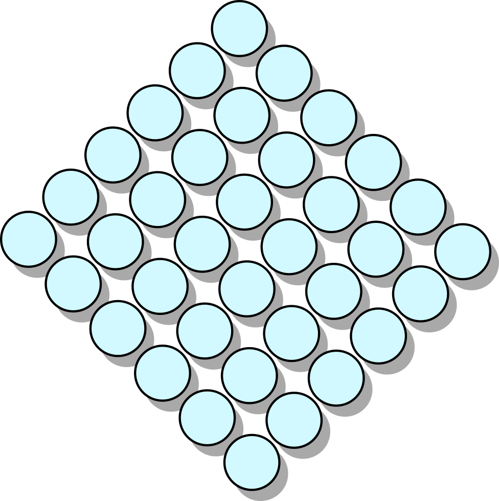 rhombs made of light blue circles with light gray shadows